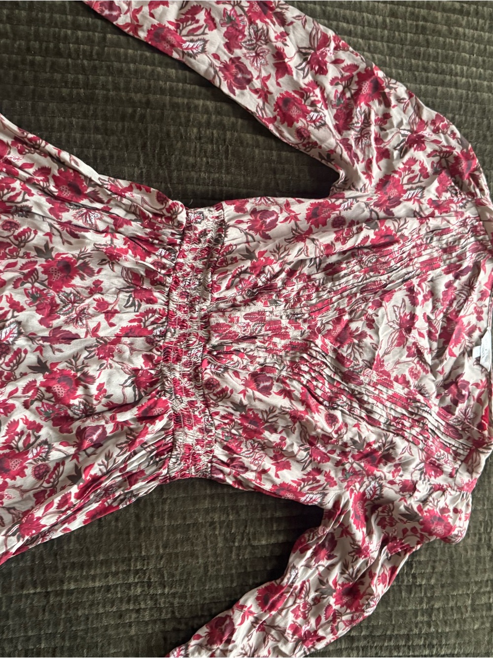 Lucky Brand Pink Floral Smocked-Peasant Tunic
